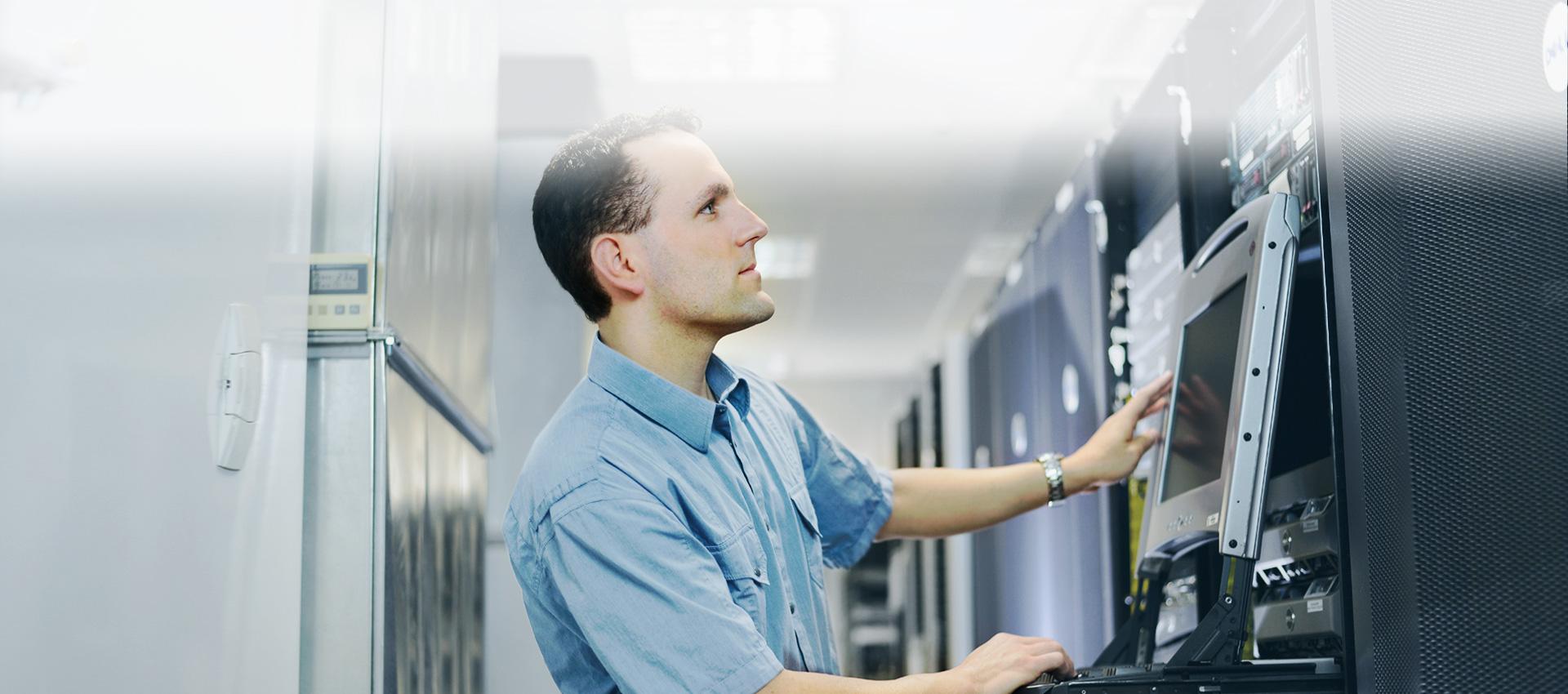 Man analyzing screen