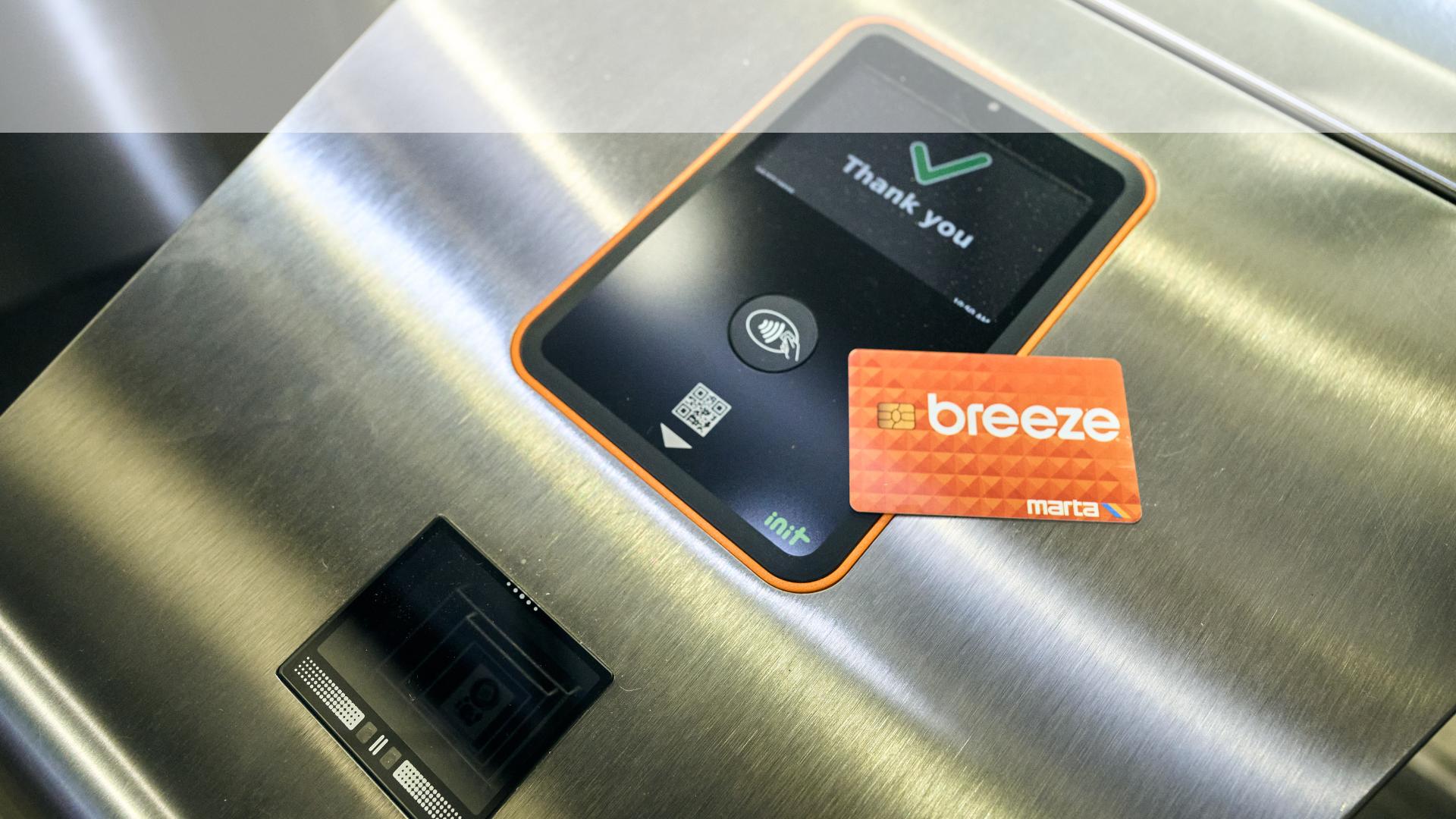 MARTA Breeze card tapping fare validator