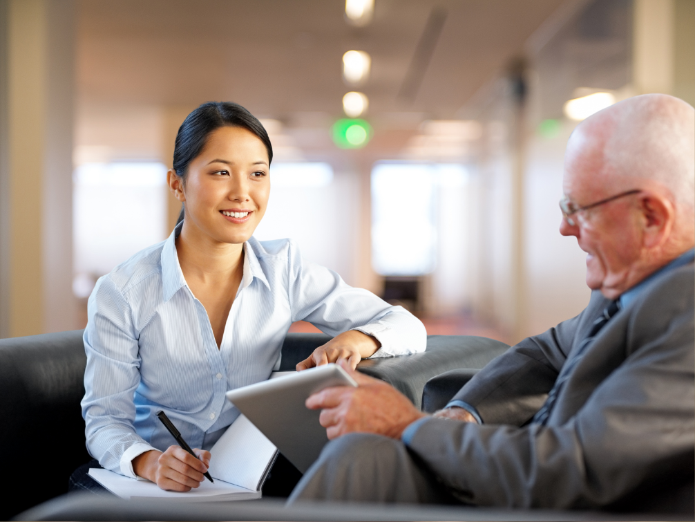 woman talking to her boss